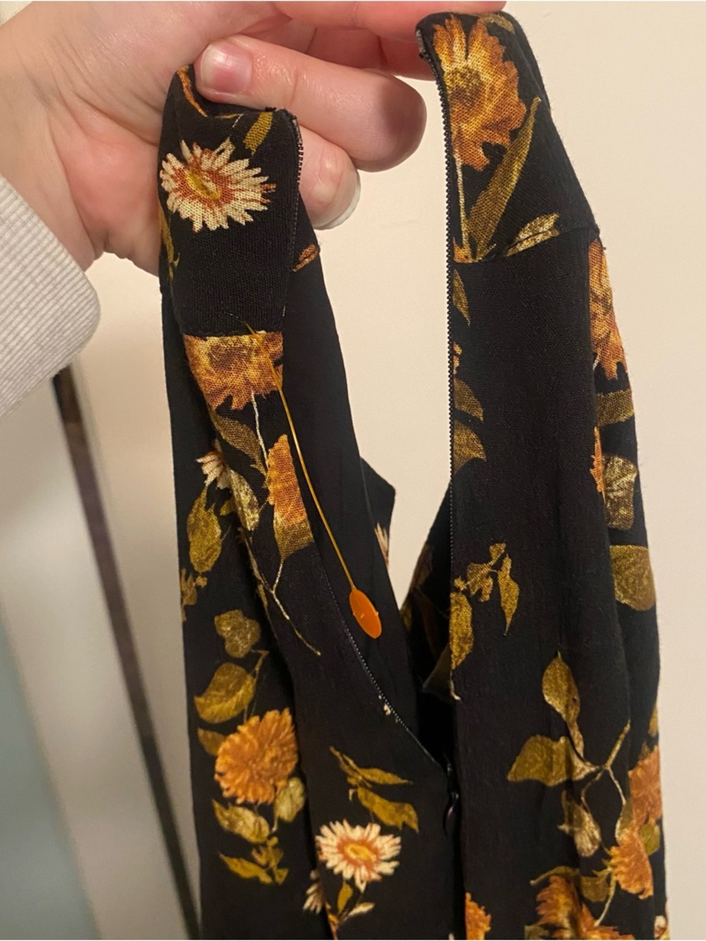 NWT By Together Maxi Skirt Black/Orange Floral Button Front Slit Womens L Boho - Picture 6 of 7